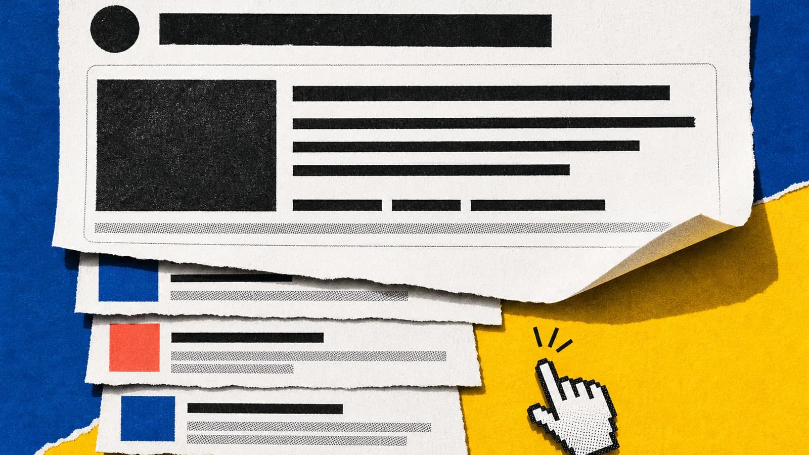 Бумажная поисковая выдача, в которой крупный ответ закрывает ссылки на сайты.