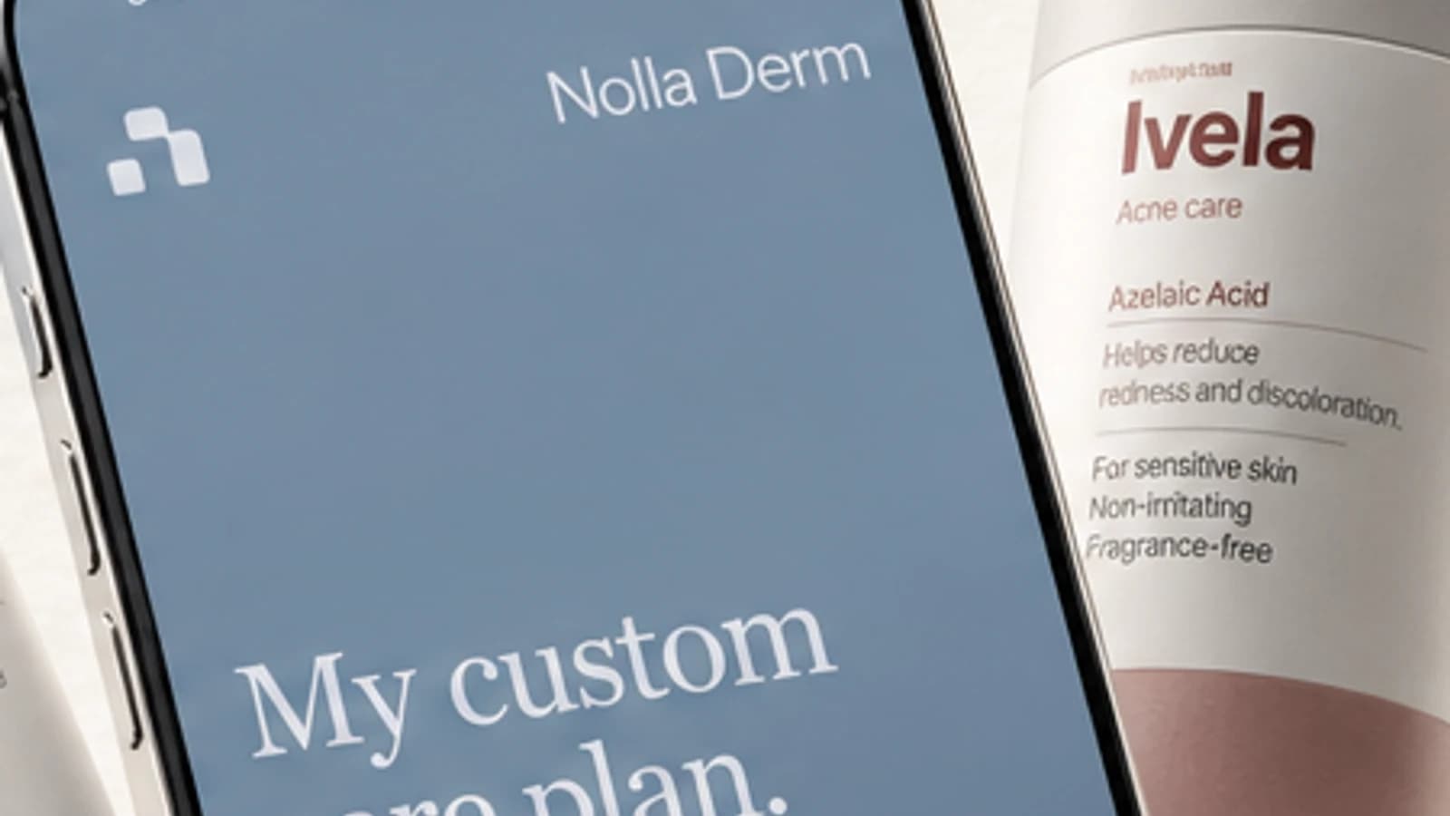 Крупный фрагмент экрана Nolla Derm с персональным планом ухода за кожей.